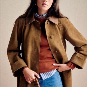 Sezane Carter Bronze Suede Leather Jacket